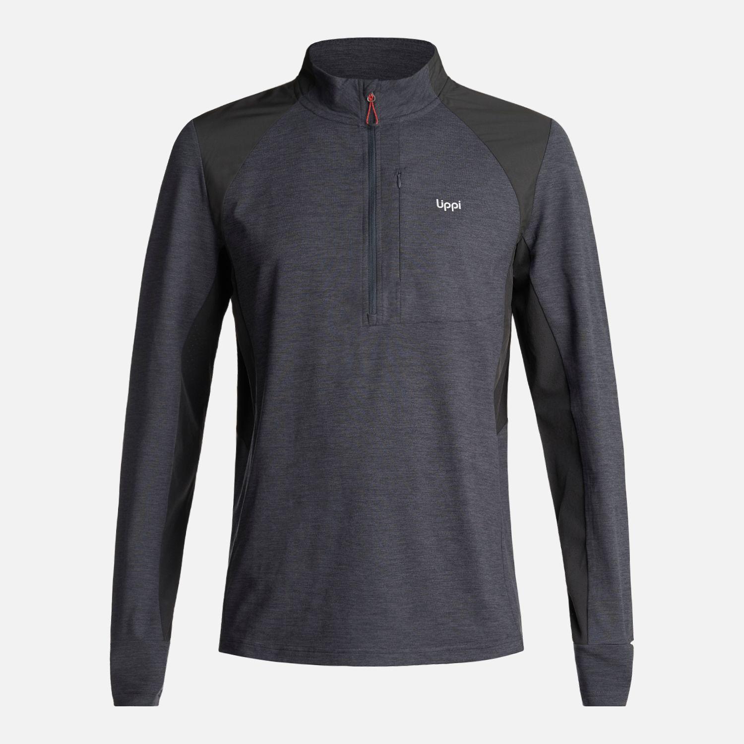 Poleron Hombre Egger 1/4 Zip Melange Negro Lippi V24-0