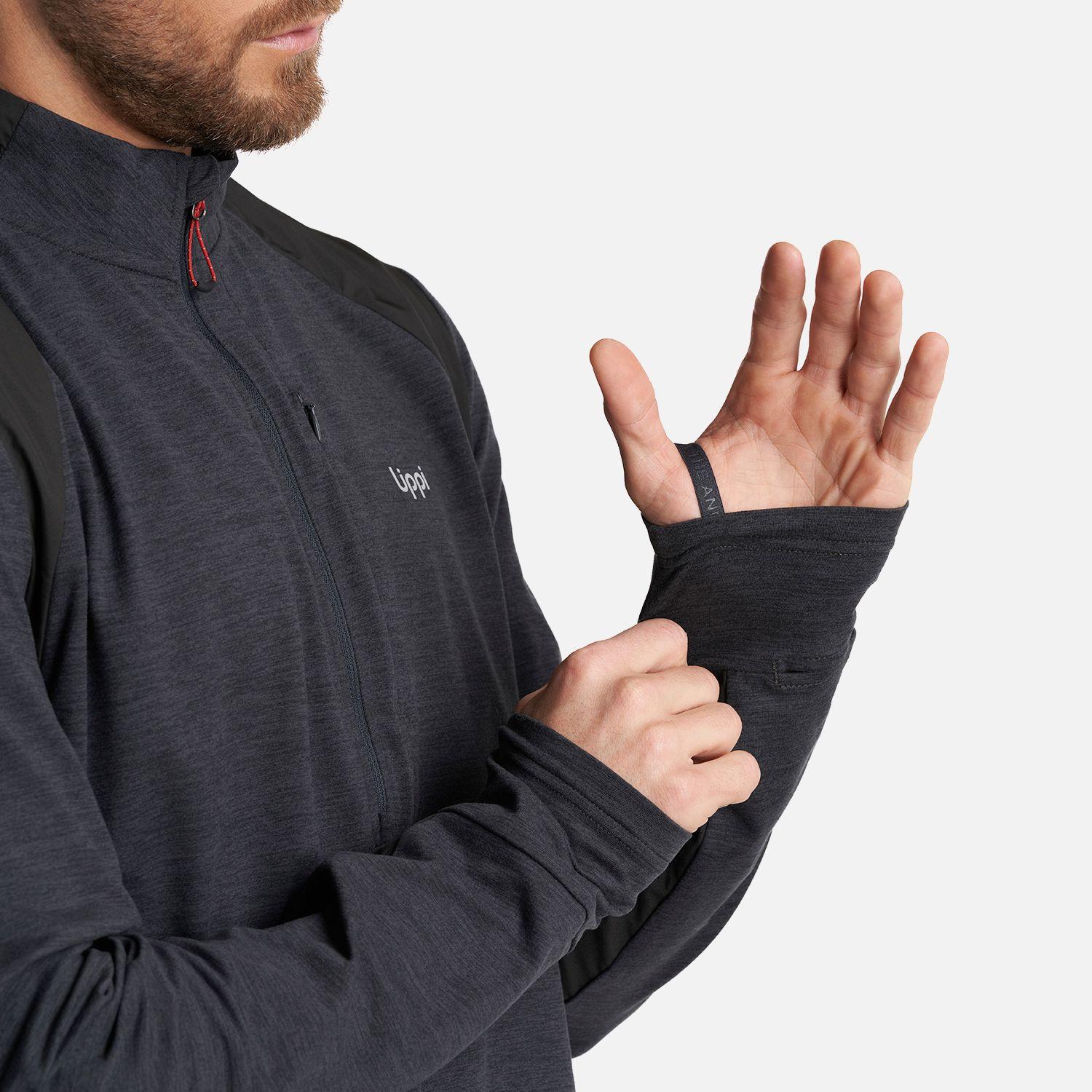 Poleron Hombre Egger 1/4 Zip Melange Negro Lippi V24-6