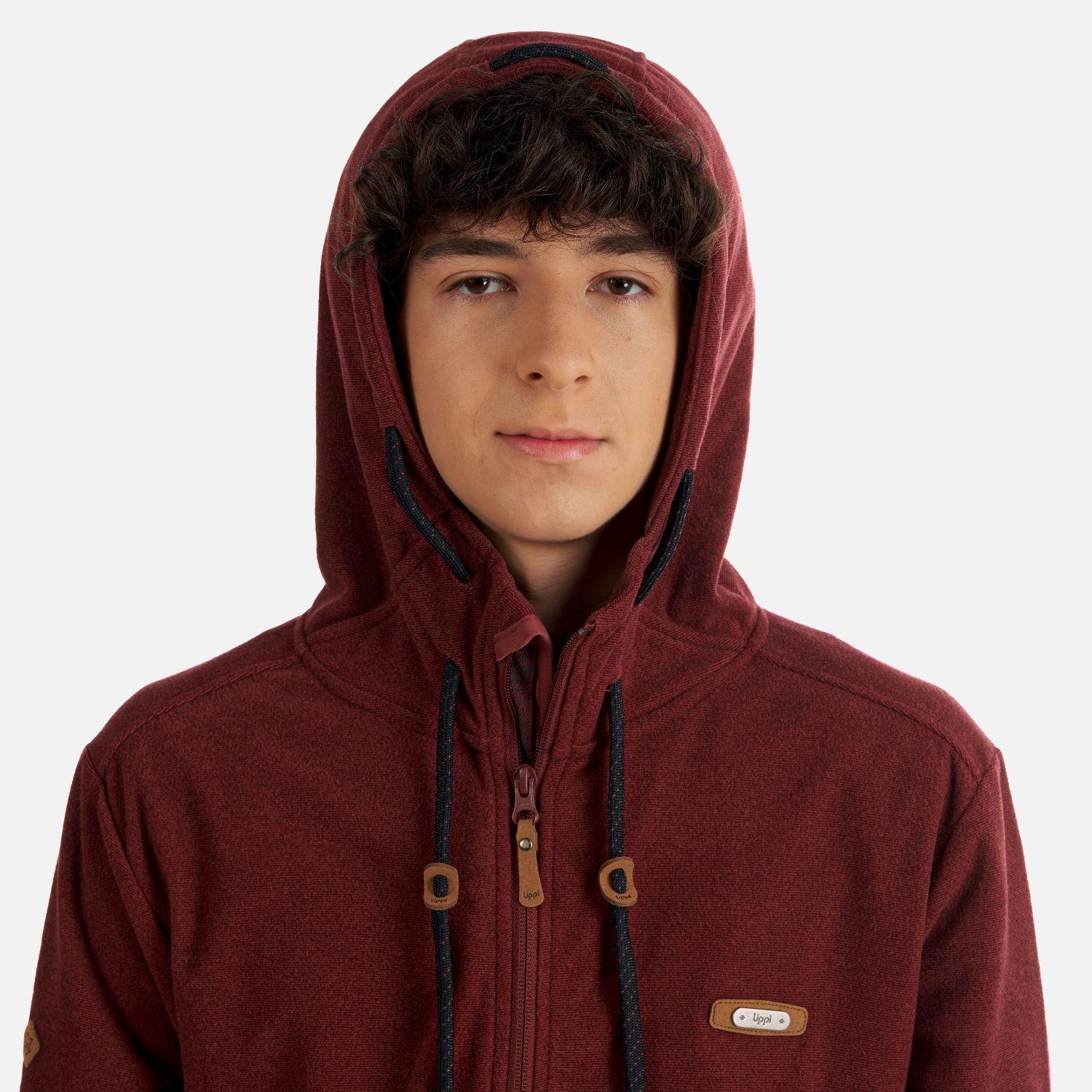 Poleron Teen Boy Stripes Nano-F Full Zip Hoody Burdeo Lippi-5