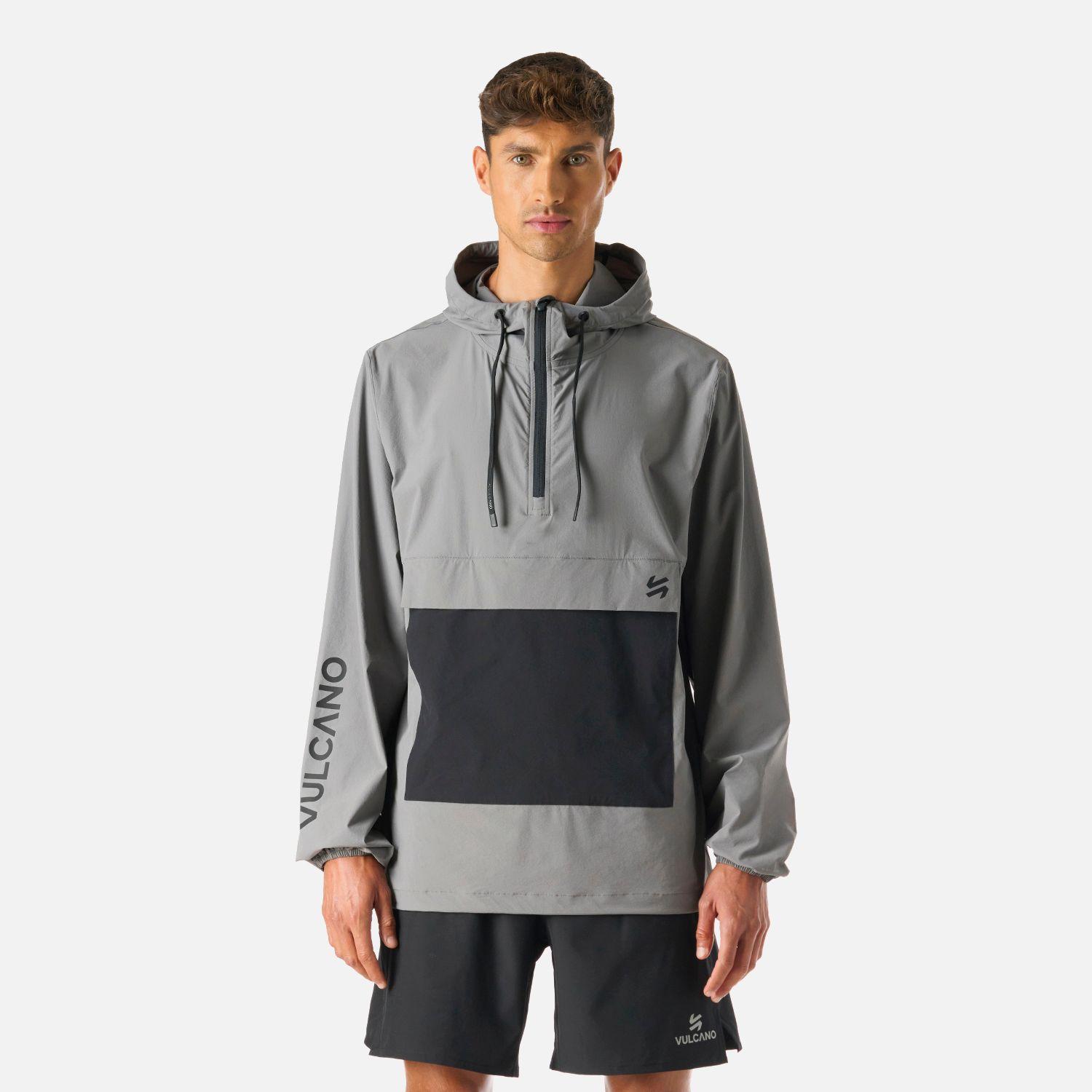 Chaqueta Hombre Tempo 1/4 Zip Windbreaker Gris Vulcano-0