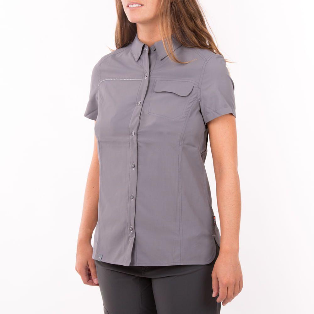 Camisa Mujer Rosselot Short Sleeve Q-Dry Shirt Grafito Lippi-1