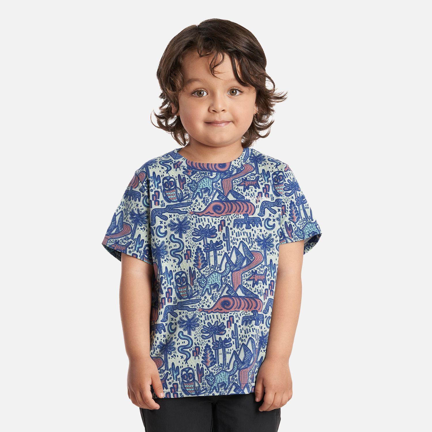 Polera Niño Tucuquere Print Verde Grisaceo Haka Honu-1