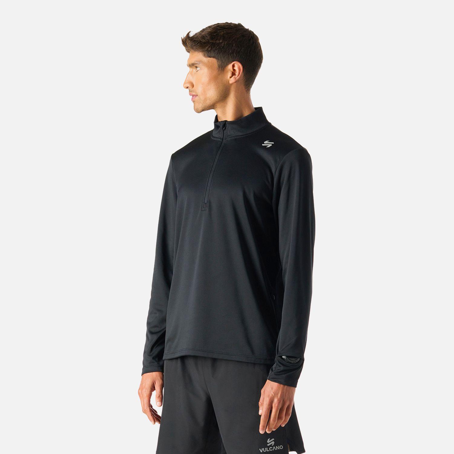 Polerón Hombre Built To Move 1/4 Zip Midlayer Negro Vulcano-1