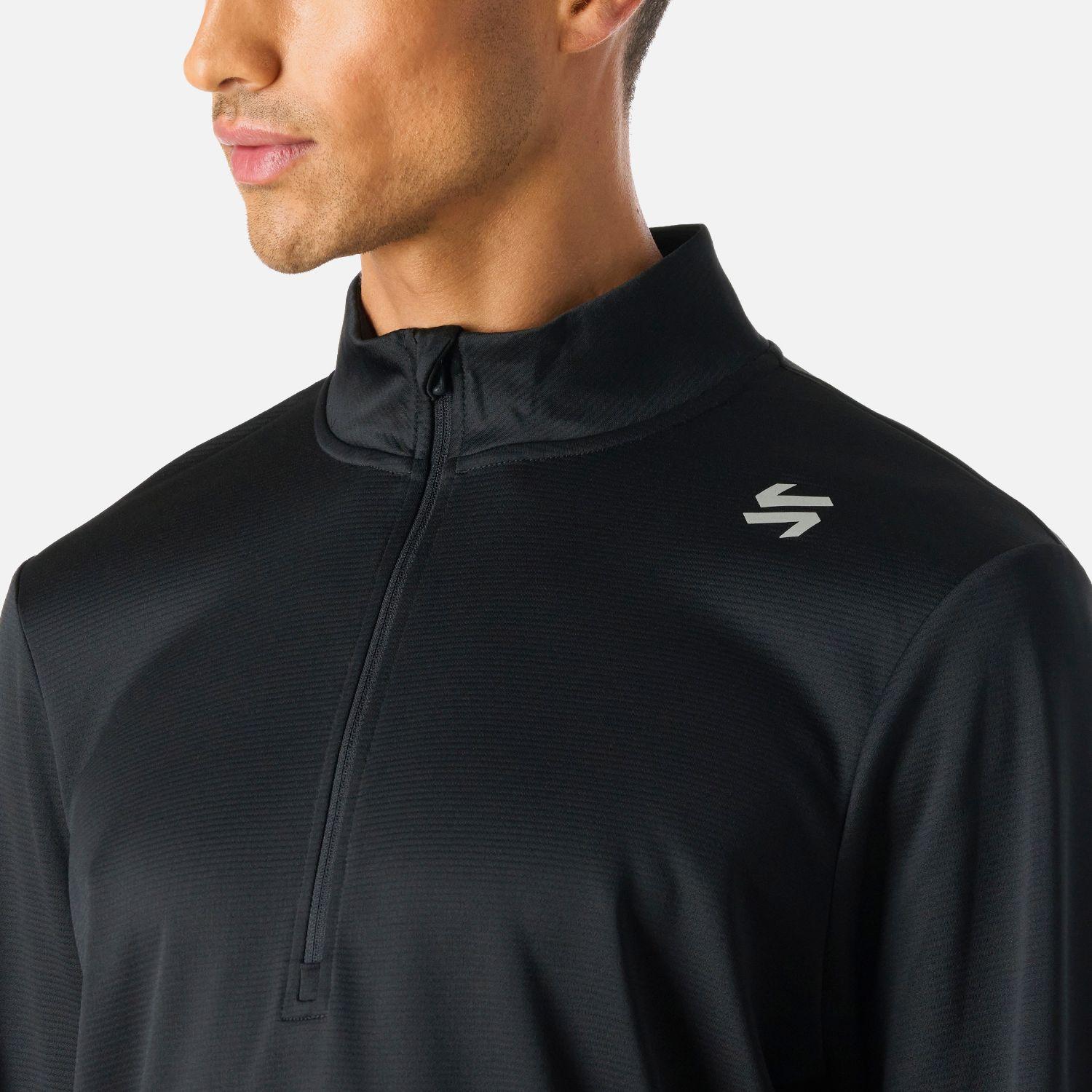 Polerón Hombre Built To Move 1/4 Zip Midlayer Negro Vulcano-4