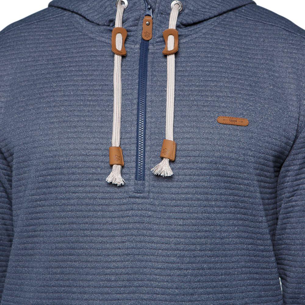 Poleron Hombre Baffle Nano-F 14 Zip Hoody Melange Azul Piedra Lippi-4