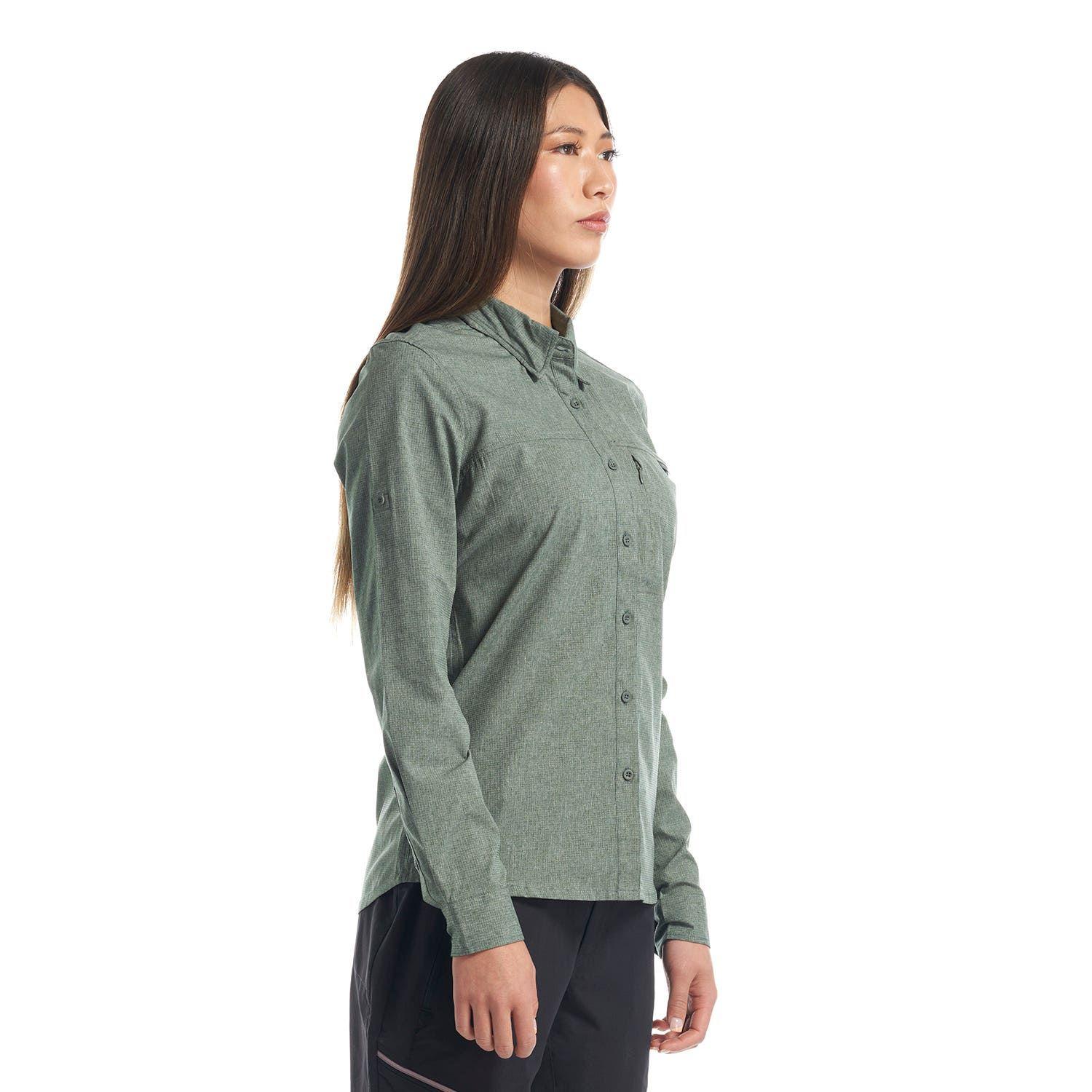 Camisa Mujer Rosselot Long Sleeve Q-Dry Shirt Verde Grisaceo Lippi-2