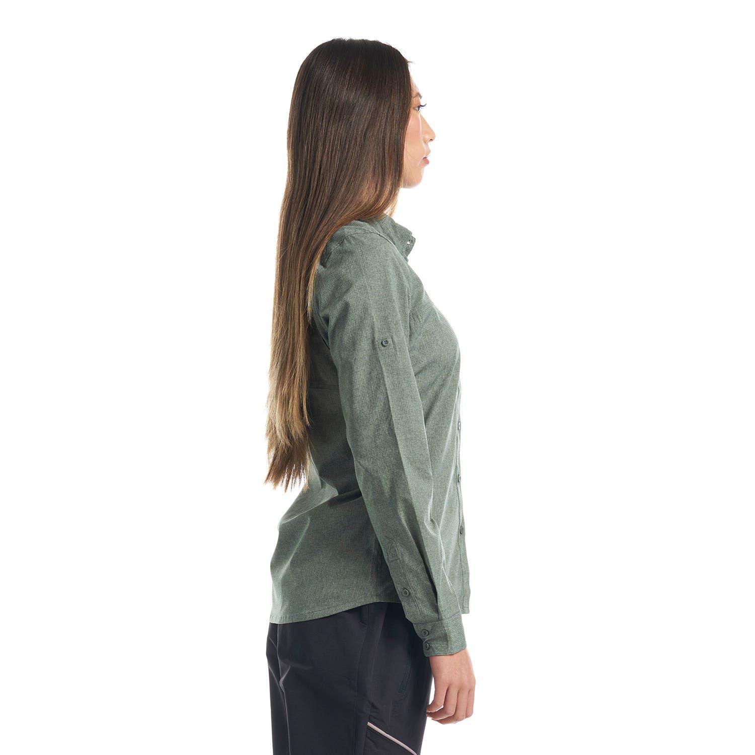 Camisa Mujer Rosselot Long Sleeve Q-Dry Shirt Verde Grisaceo Lippi-3