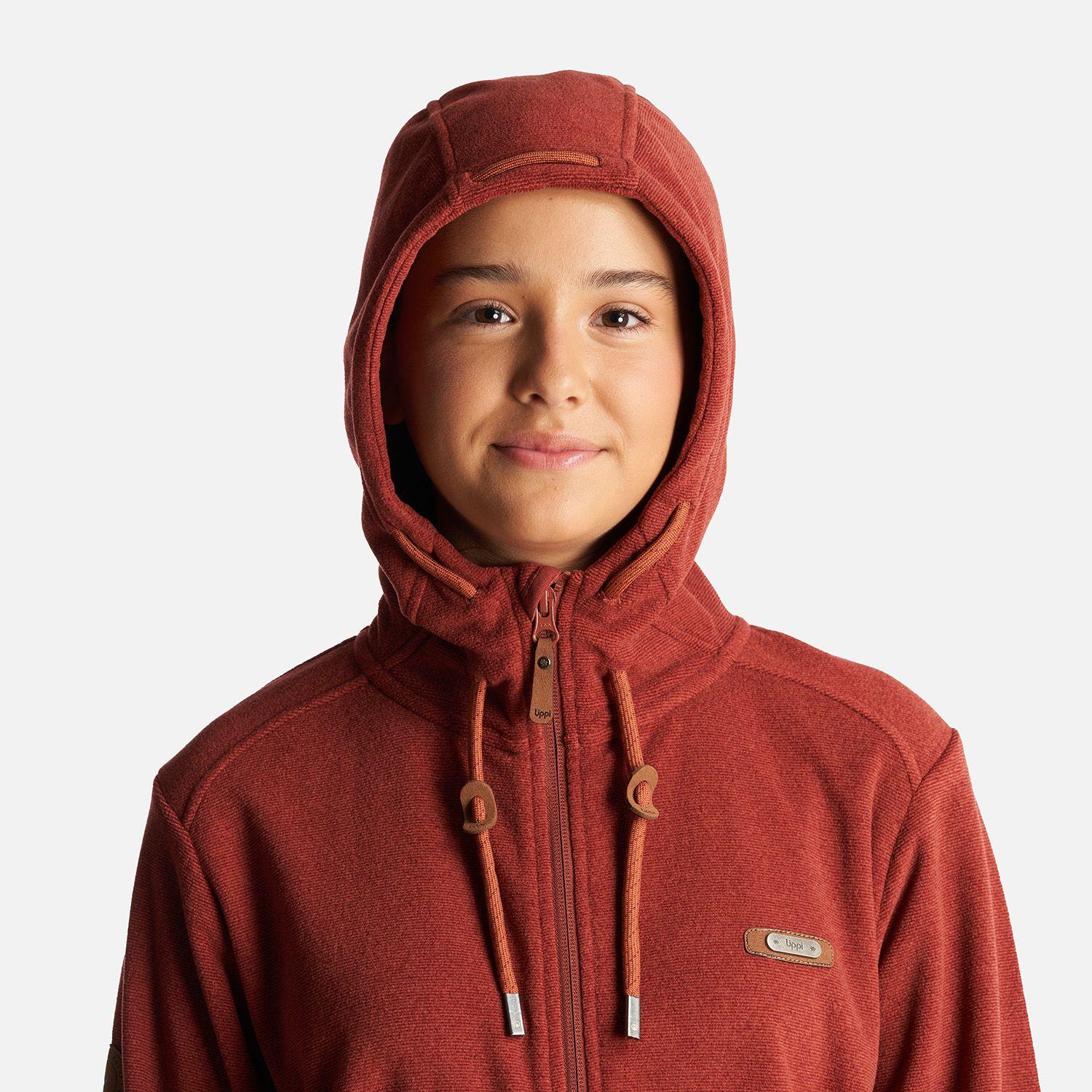 Poleron Teen Girl Stripes Nano-F Full Zip Hoody Terracota Lippi I23-4