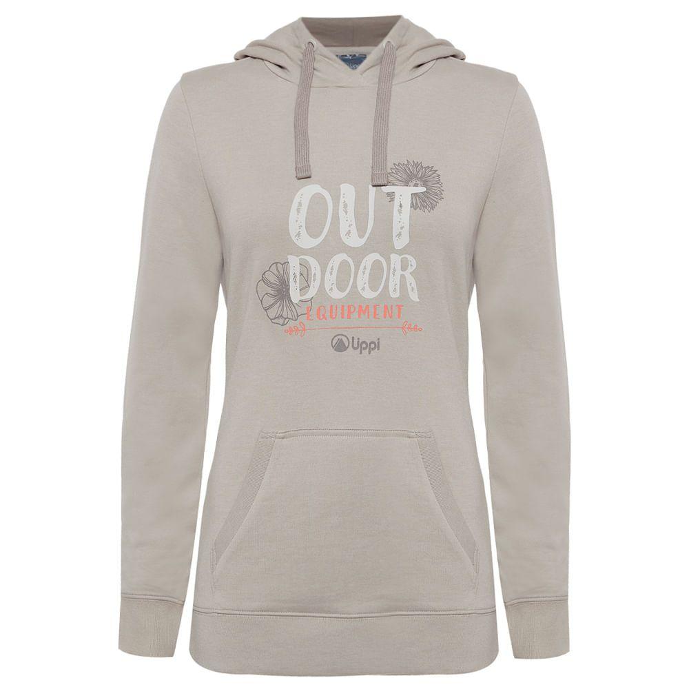 Poleron Mujer Insigne Cotton Hoody Melange Beige Lippi-0