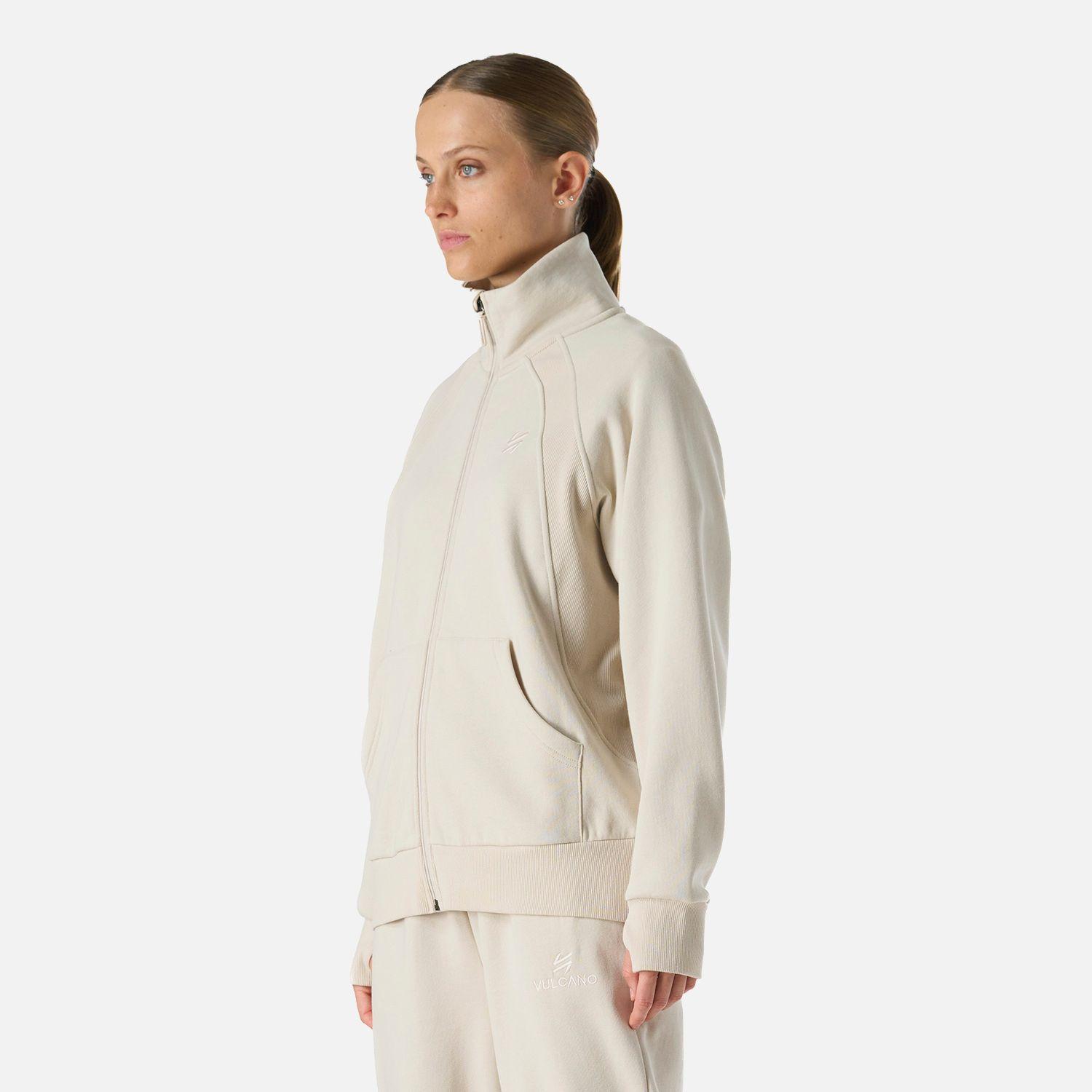 Polerón Mujer Cool Down Full Zip Sweatshirt Crema Vulcano-1