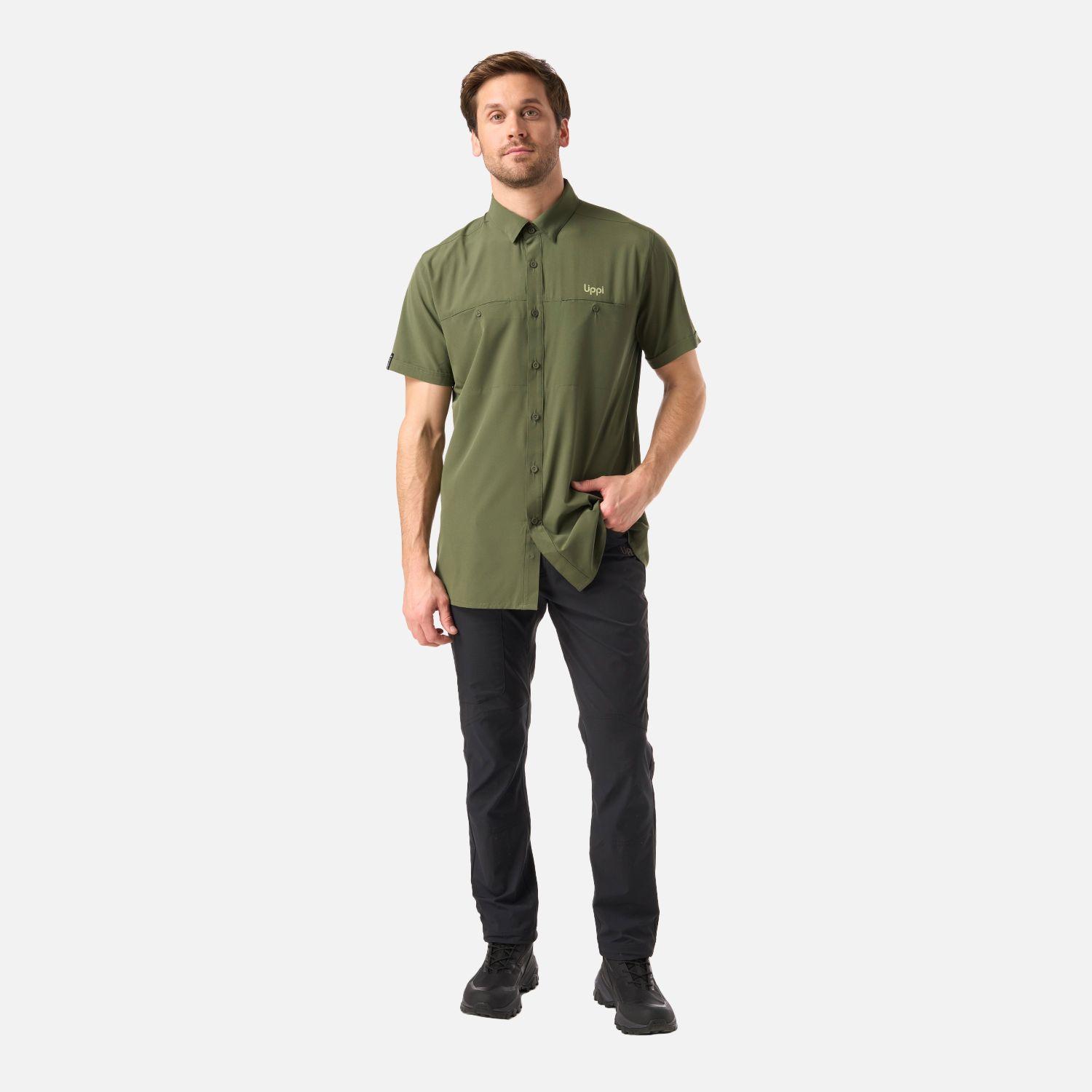 Camisa Hombre Wallace Short Sleeve Q-Dry Shirt Verde Musgo Lippi V26-4