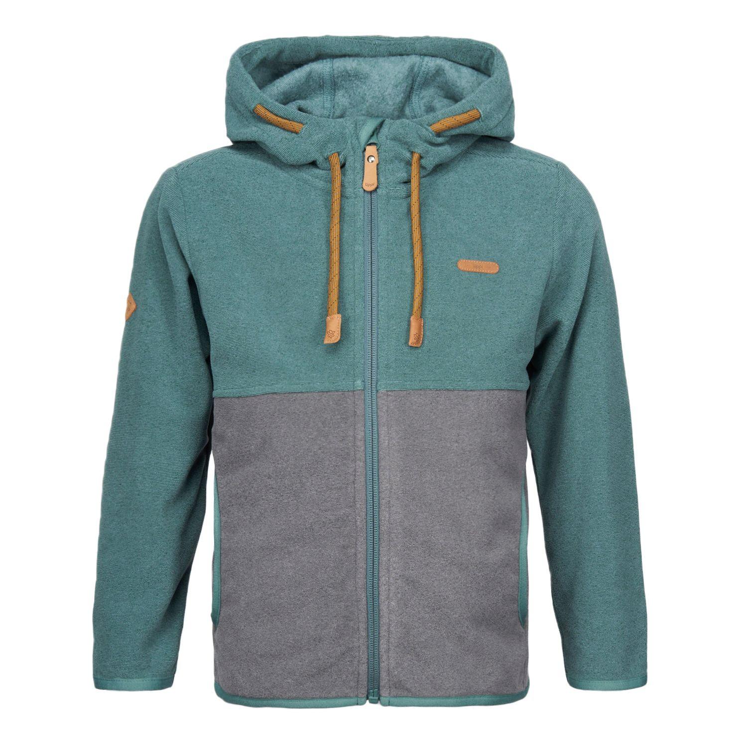 Poleron Niño Stripes Nano-F Full Zip Turquesa Oscuro / Gris Oscuro Lippi-0