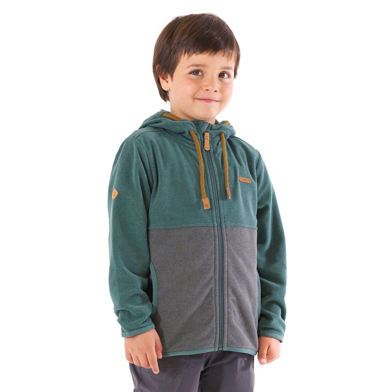 Poleron Niño Stripes Nano-F Full Zip Turquesa Oscuro / Gris Oscuro Lippi-2