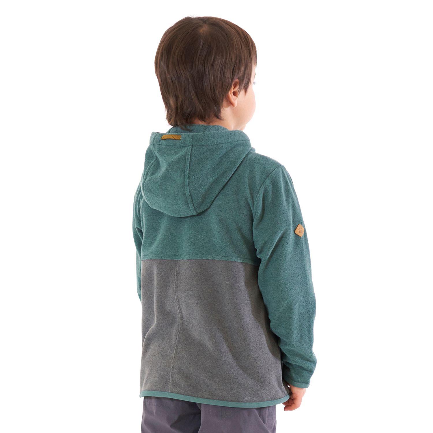 Poleron Niño Stripes Nano-F Full Zip Turquesa Oscuro / Gris Oscuro Lippi-3