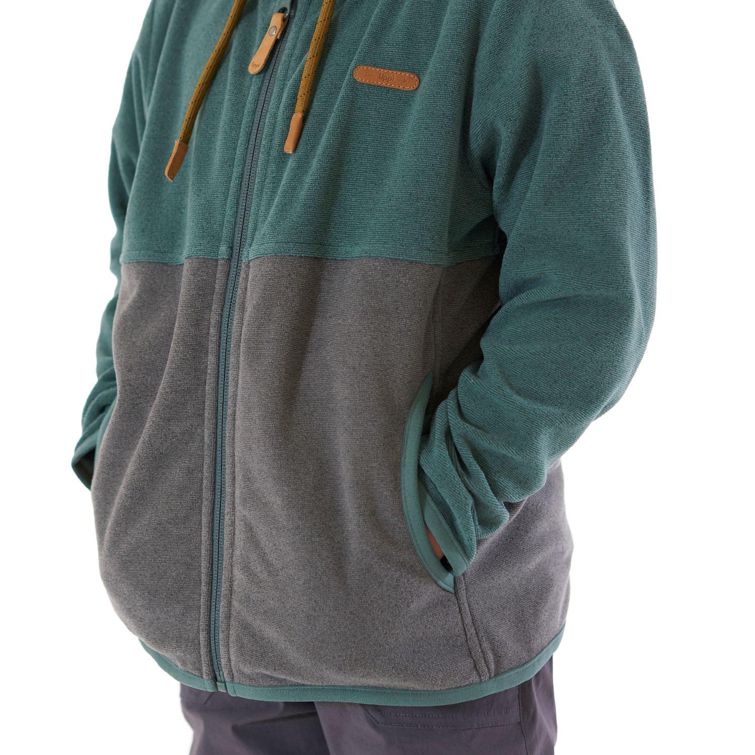 Poleron Niño Stripes Nano-F Full Zip Turquesa Oscuro / Gris Oscuro Lippi-5