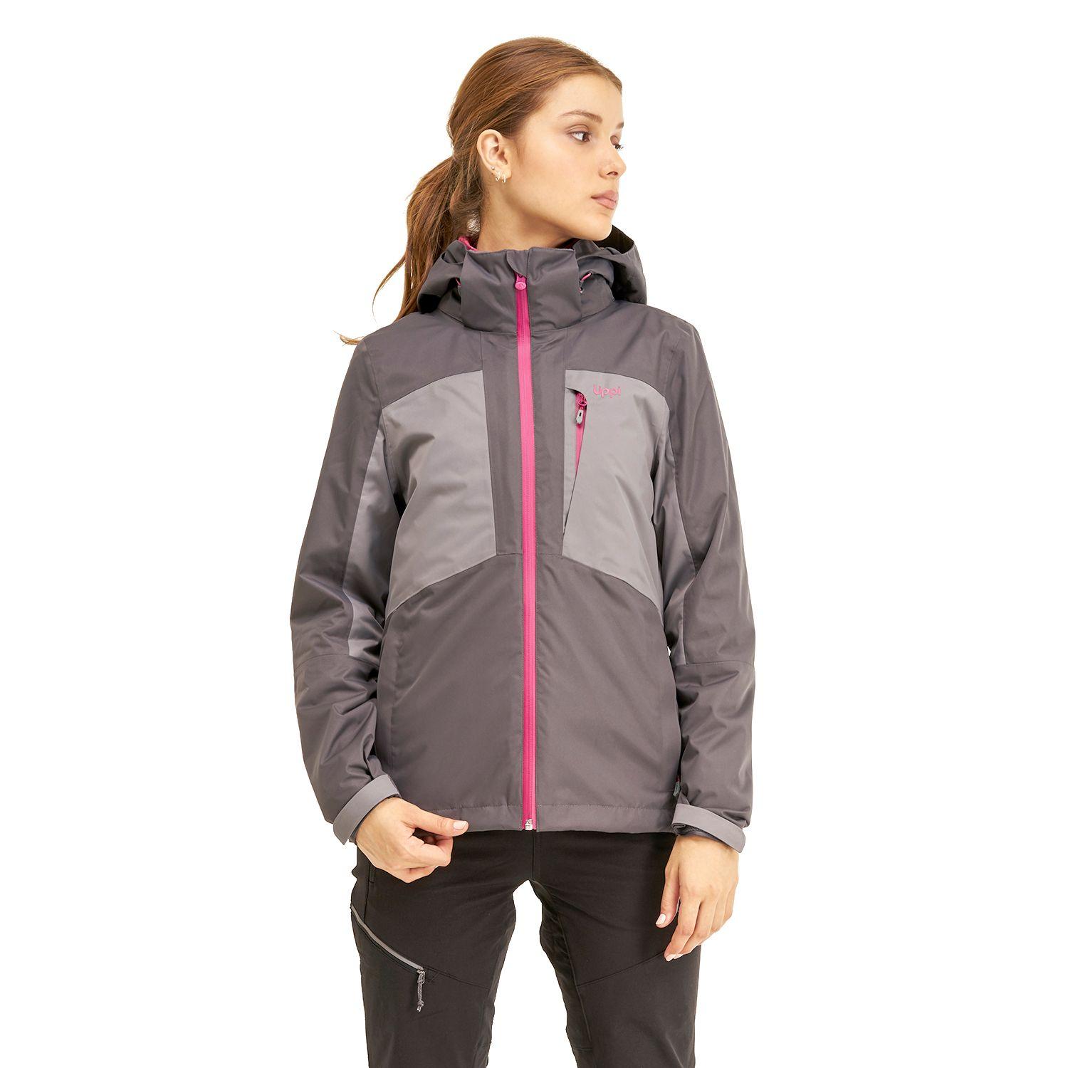 Chaqueta Mujer Tres Cruces Fusion-3 Hoody Jacket Gris Oscuro Frambuesa Lippi-1
