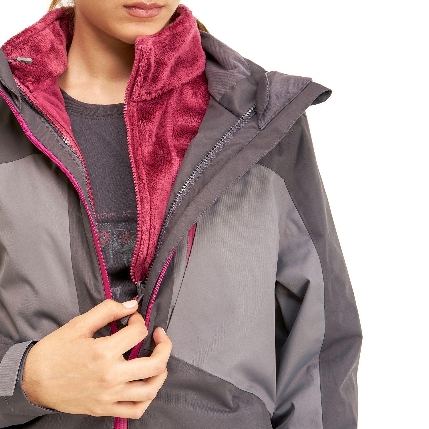 Chaqueta Mujer Tres Cruces Fusion-3 Hoody Jacket Gris Oscuro Frambuesa Lippi-5