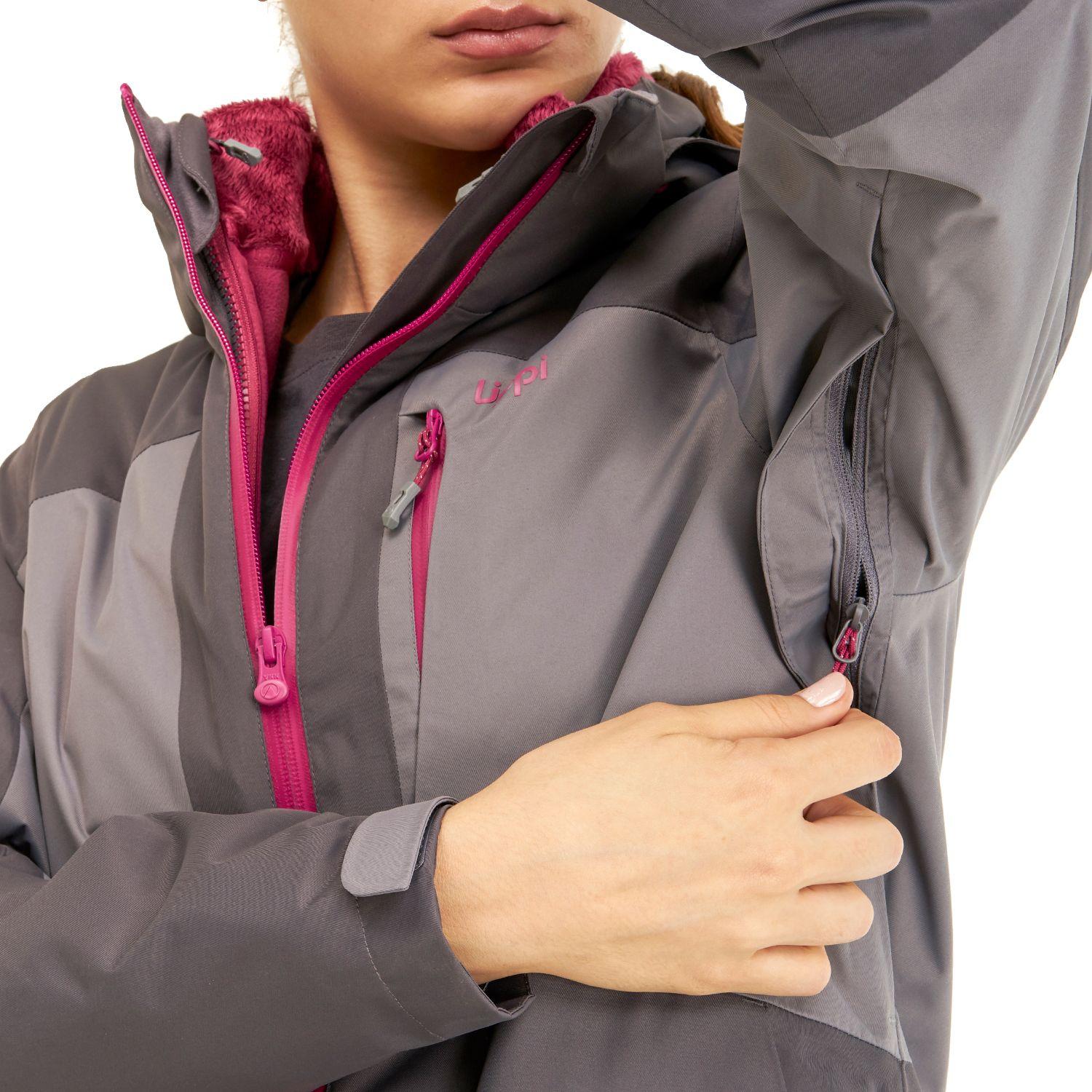 Chaqueta Mujer Tres Cruces Fusion-3 Hoody Jacket Gris Oscuro Frambuesa Lippi-6