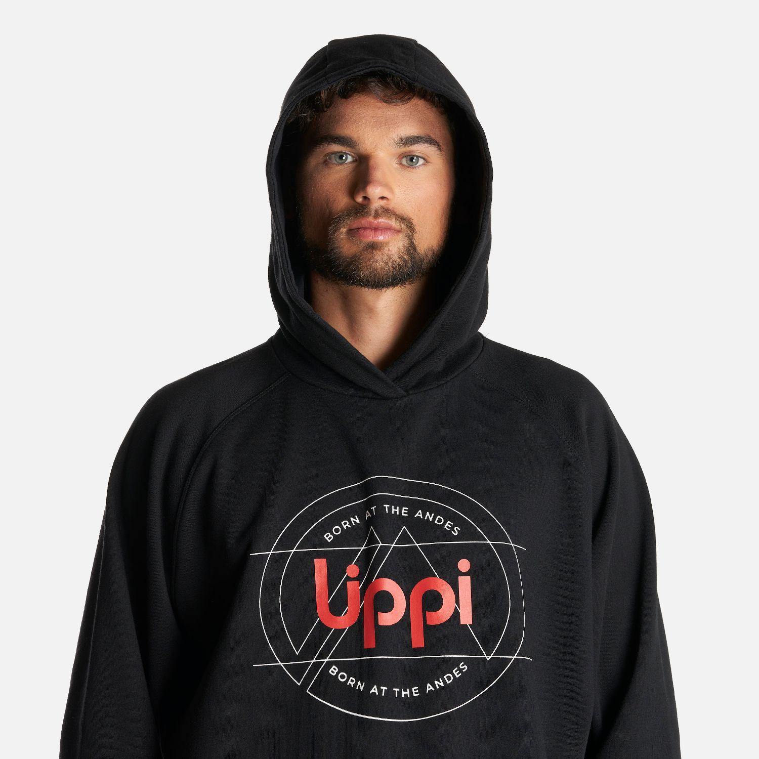 Poleron Hombre Insigne Hoody Sweatshirt Front Print Negro Lippi I23-4