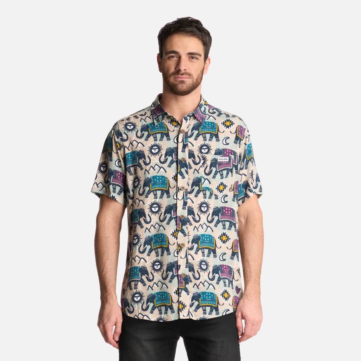 Camisa Hombre Good Karma Print Crema Haka Honu-0