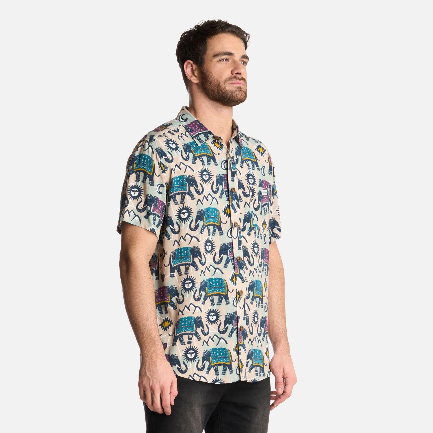 Camisa Hombre Good Karma Print Crema Haka Honu-1