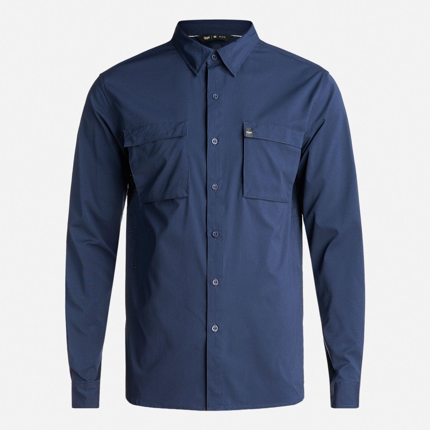 Camisa Hombre Rosselot Long Sleeve Q-Dry Shirt Azul Marino Lippi-0