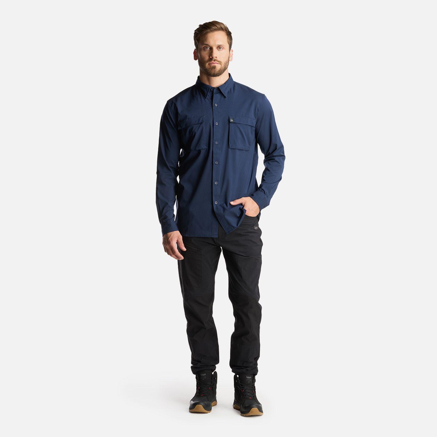 Camisa Hombre Rosselot Long Sleeve Q-Dry Shirt Azul Marino Lippi-7