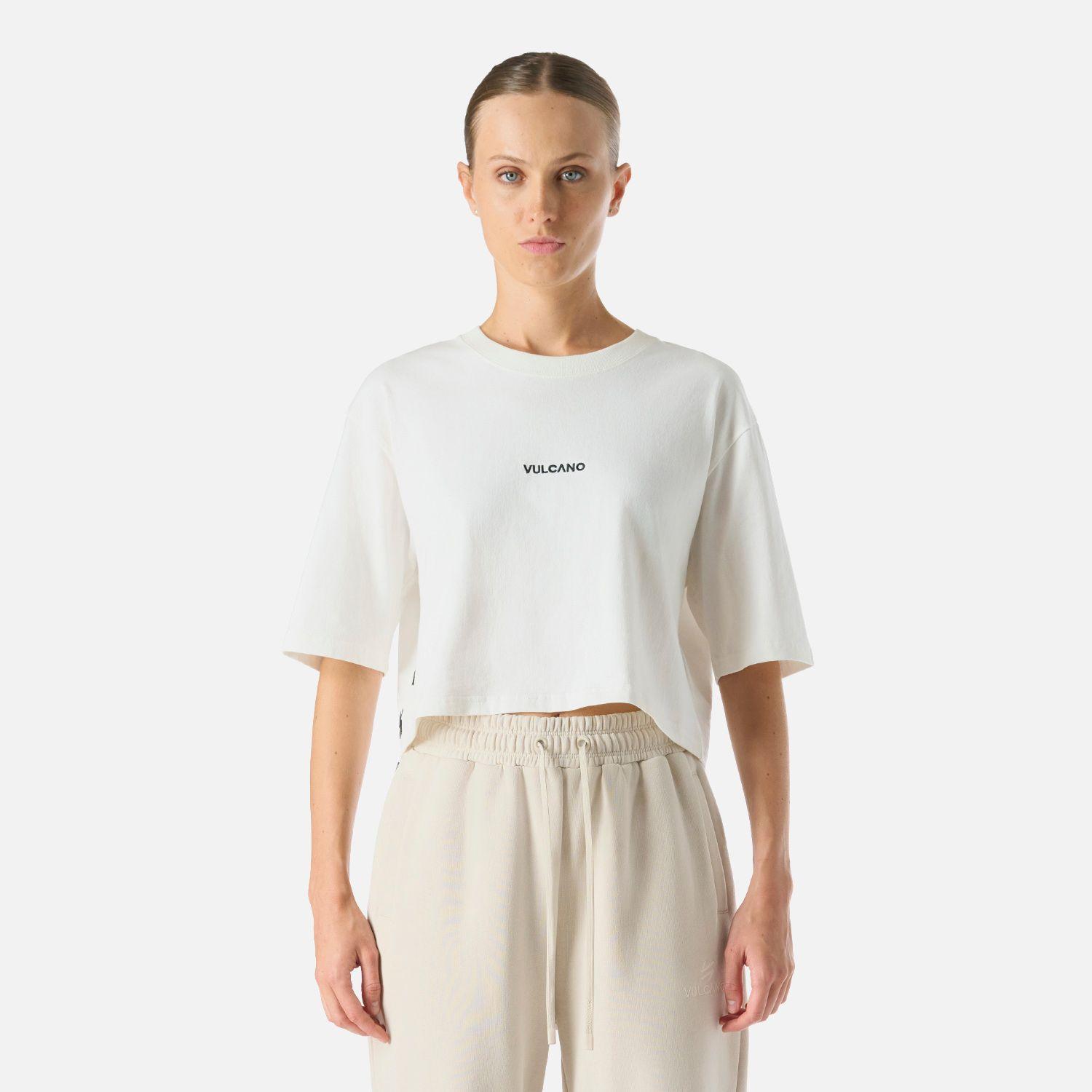 Polera Mujer Cool Down Crop T-Shirt Blanco Vulcano-0
