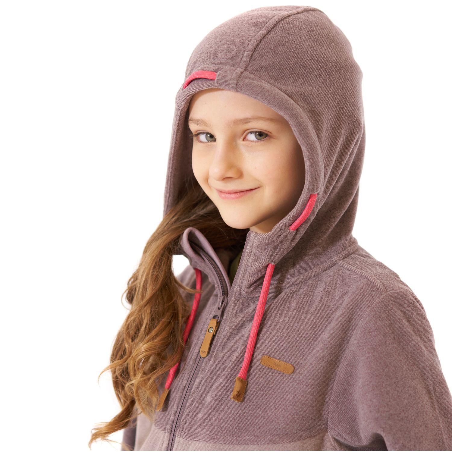 Poleron Niña Stripes Nano-F Full Zip Malva / Palo Rosa Lippi-4