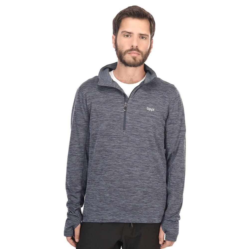 Poleron Hombre Just Move Nano-F 14 Zip Melange Azul Piedra Lippi V19-1