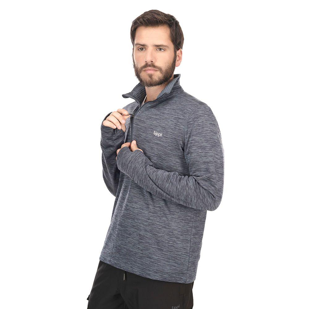 Poleron Hombre Just Move Nano-F 14 Zip Melange Azul Piedra Lippi V19-2