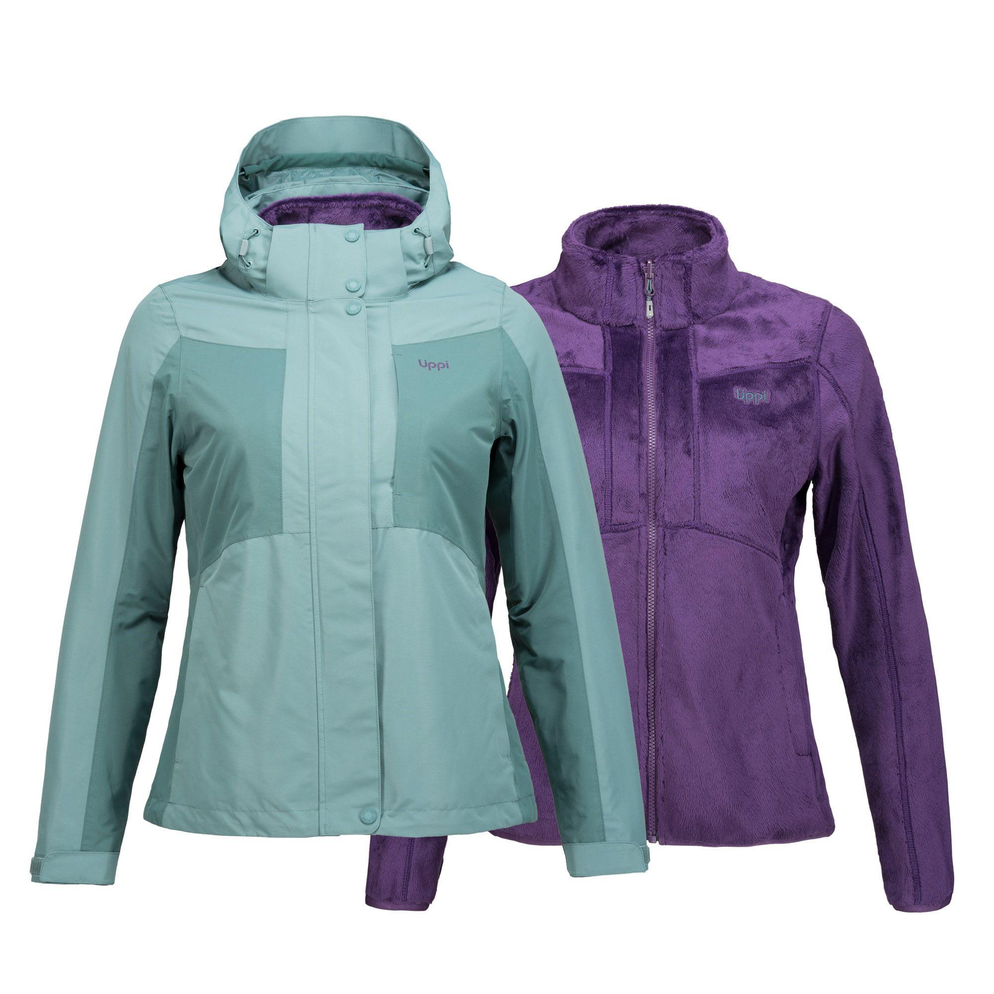 Chaqueta Mujer Tres Cruces Fusion-3 Hoody Jacket Azul Grisaceo / Purpura Lippi-0