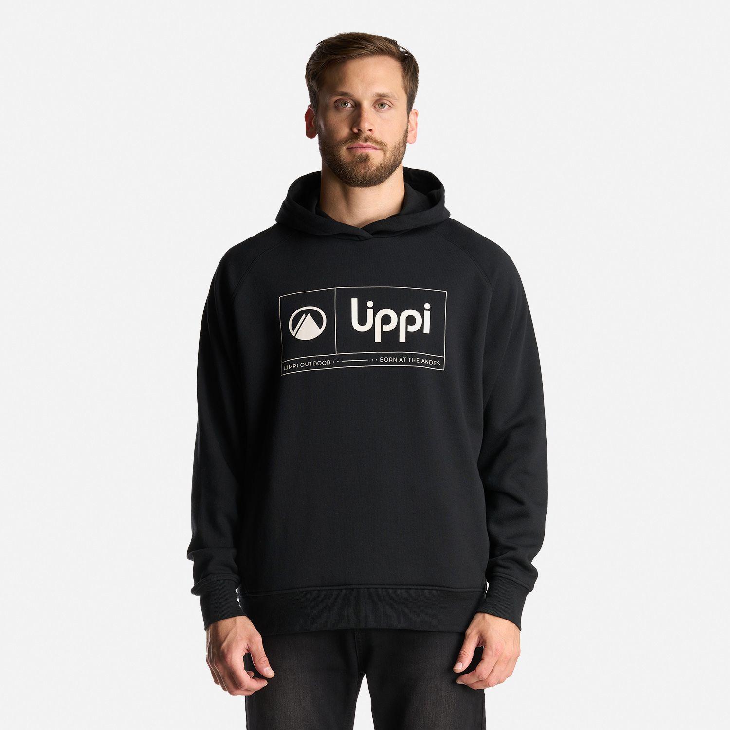 Poleron Hombre Insigne Hoody Sweatshirt Front Print Negro Lippi I24-1