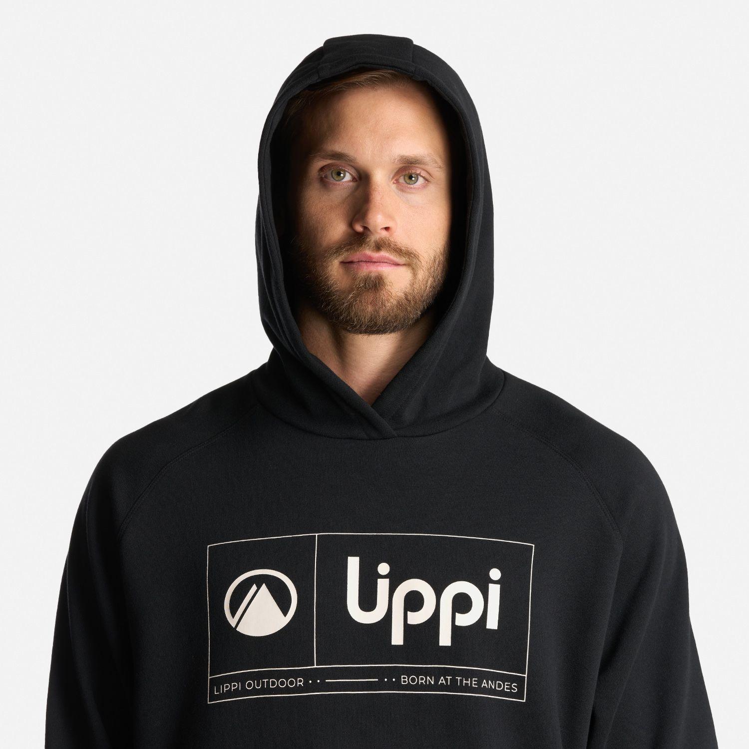 Poleron Hombre Insigne Hoody Sweatshirt Front Print Negro Lippi I24-5