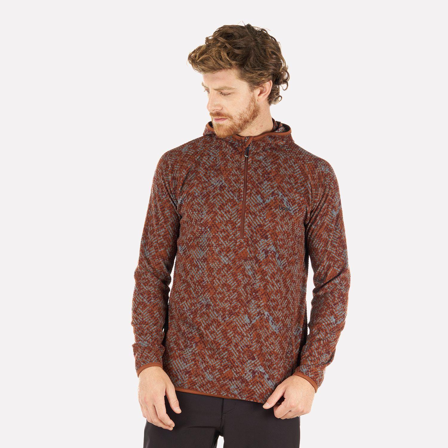 Poleron Hombre Jacaranda Nano-F 14 Zip Hoody Print Terracota Lippi-1