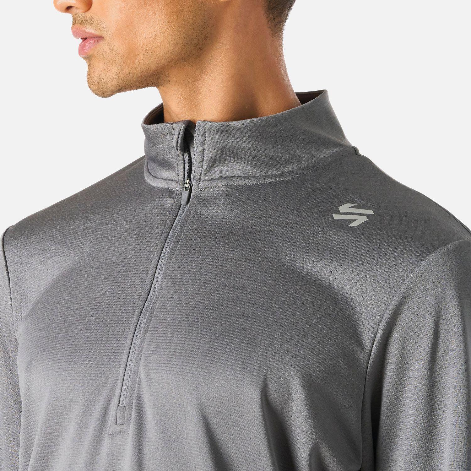 Polerón Hombre Built To Move 1/4 Zip Gris Medio Vulcano-4