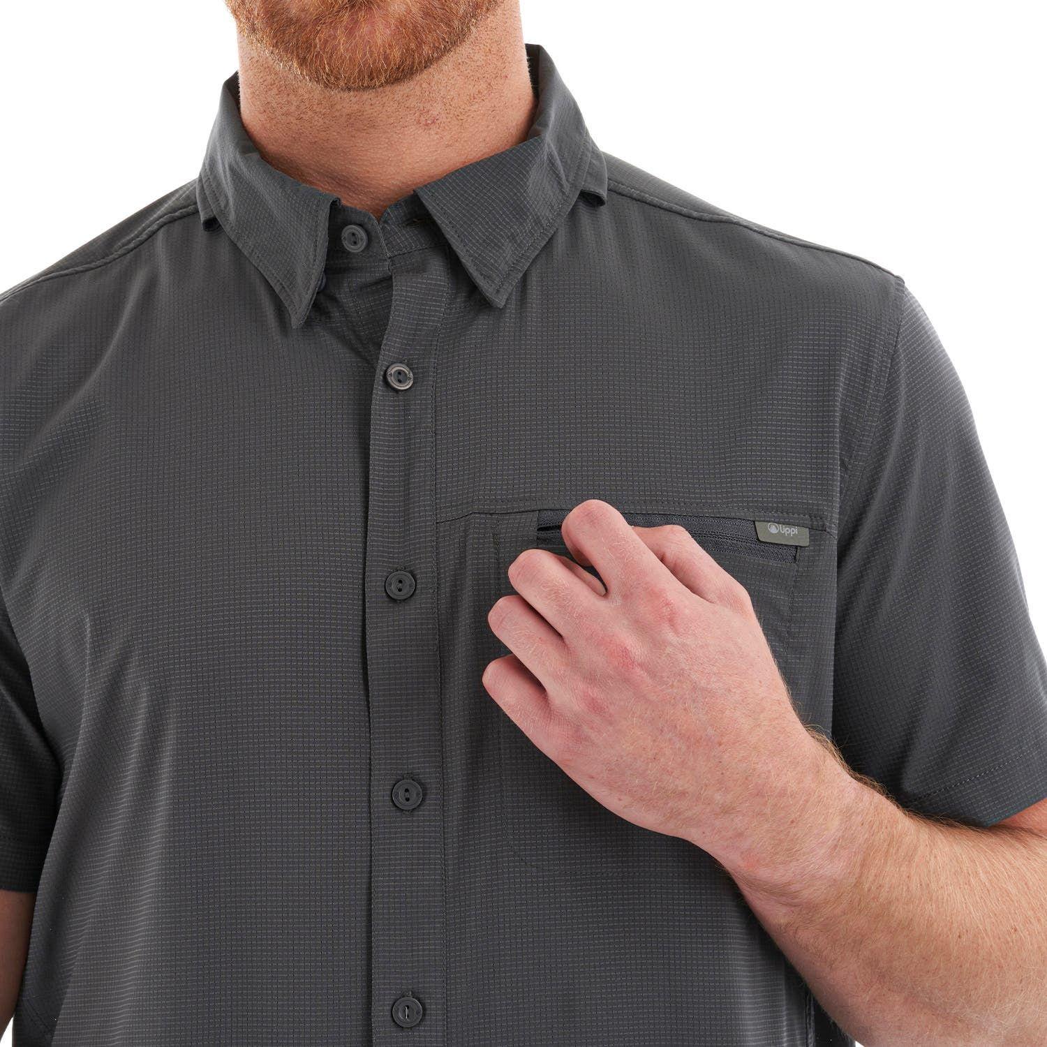 Camisa Hombre Rosselot Short Sleeve Q-Dry Shirt Gris Oscuro Lippi V23-7