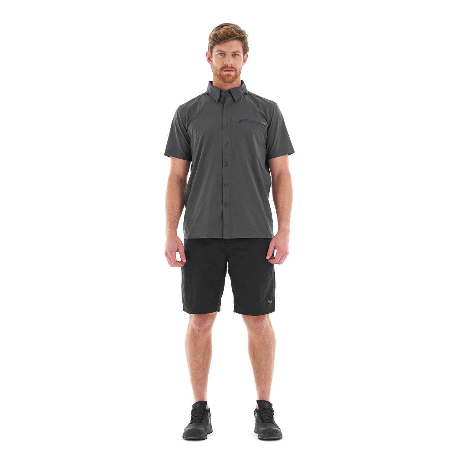 Camisa Hombre Rosselot Short Sleeve Q-Dry Shirt Gris Oscuro Lippi V23-8