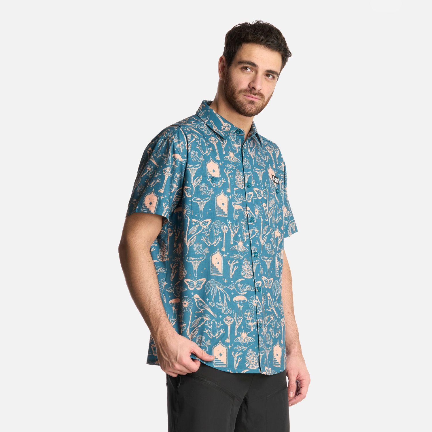 Camisa Hombre Cumbre Manga Corta Print Petroleo Haka Honu-1
