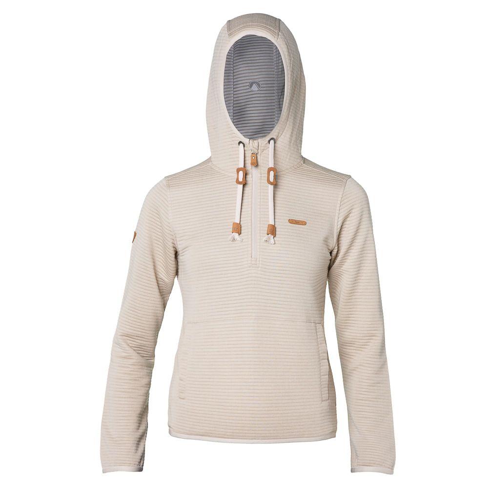 Poleron Mujer Baffle Nano-F 14 Zip Hoody Melange Beige Lippi-0