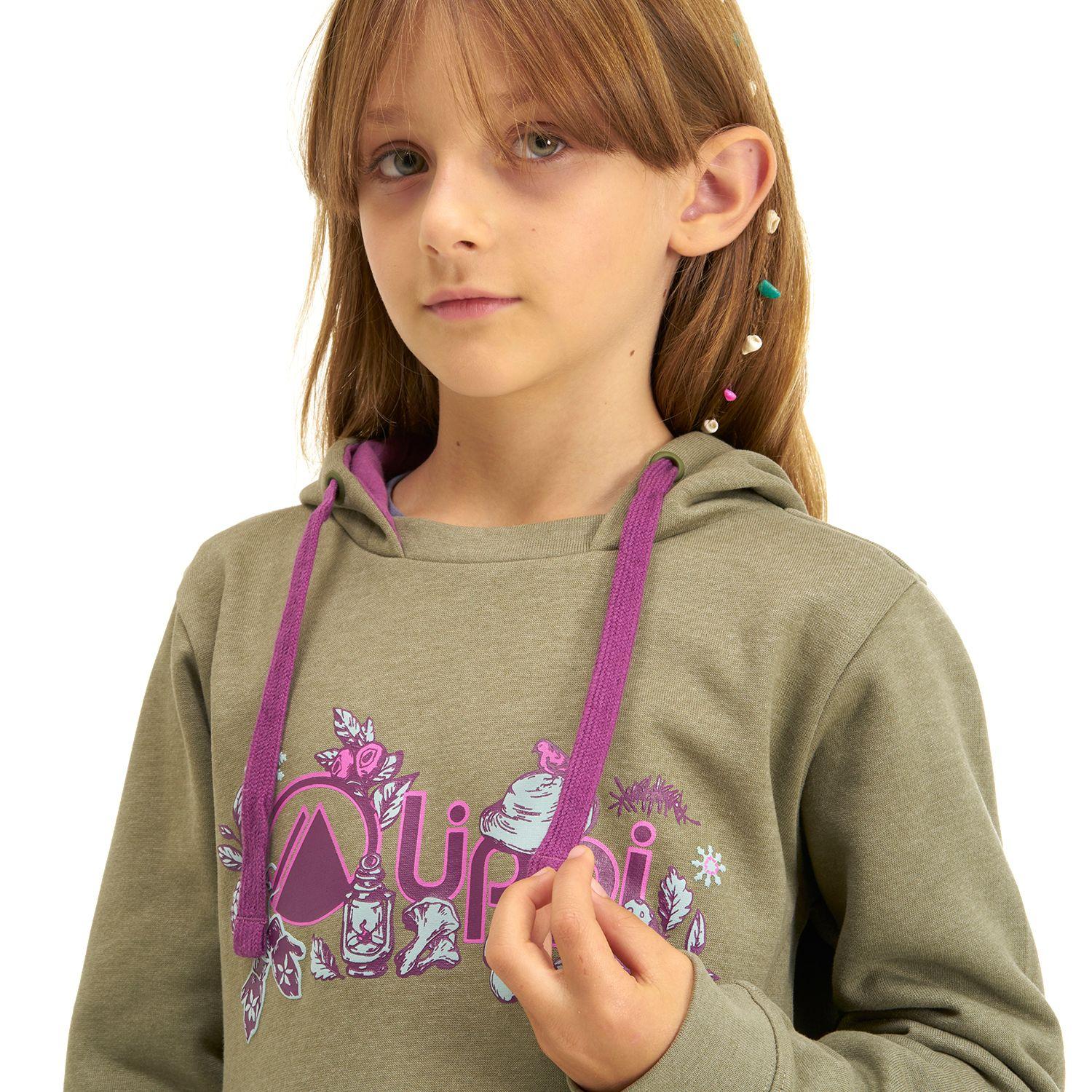 Poleron Niña Insigne Hoody Sweatshirt Melange Verde Lippi-4