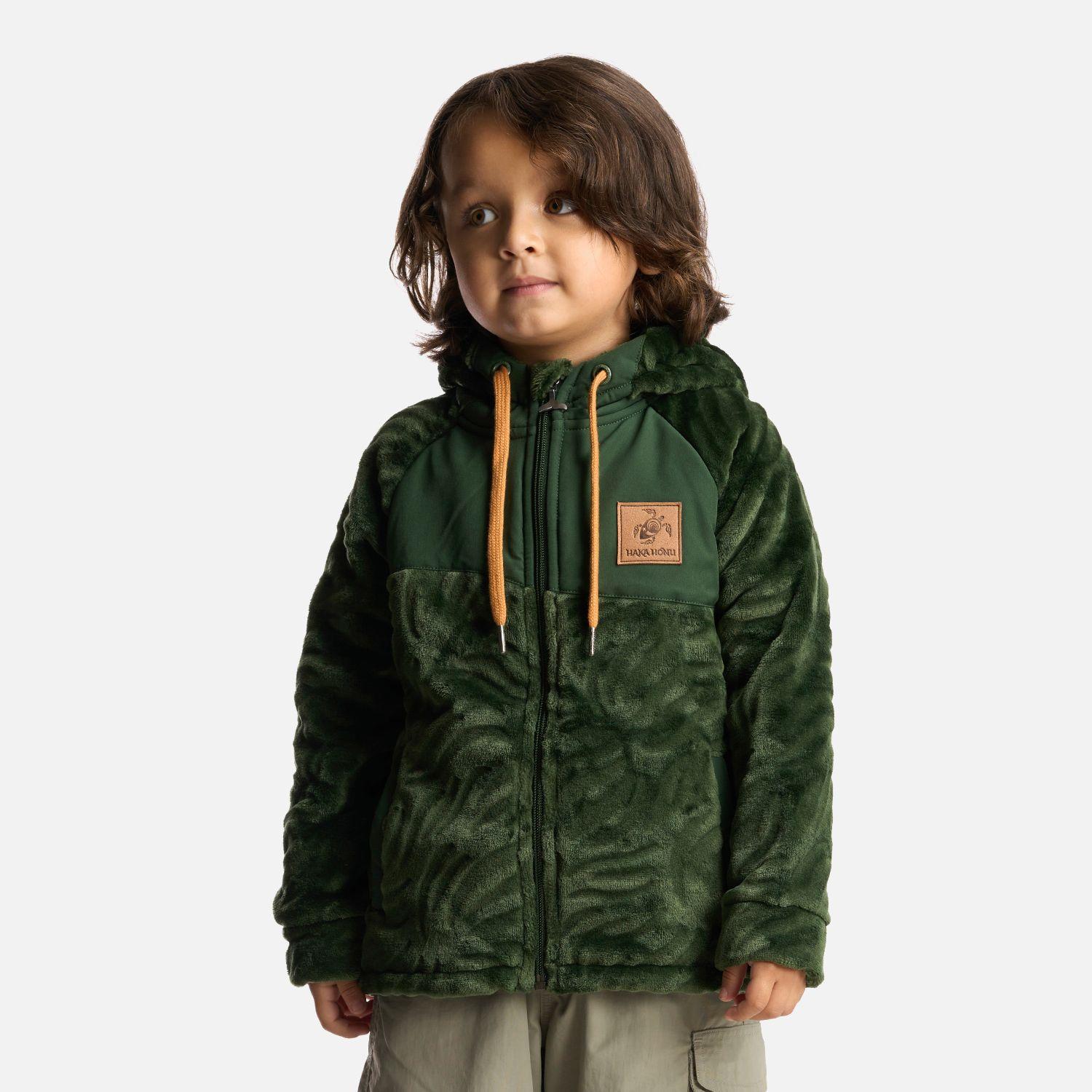 Poleron Niño Mini Polaroid Verde Militar Haka Honu-0