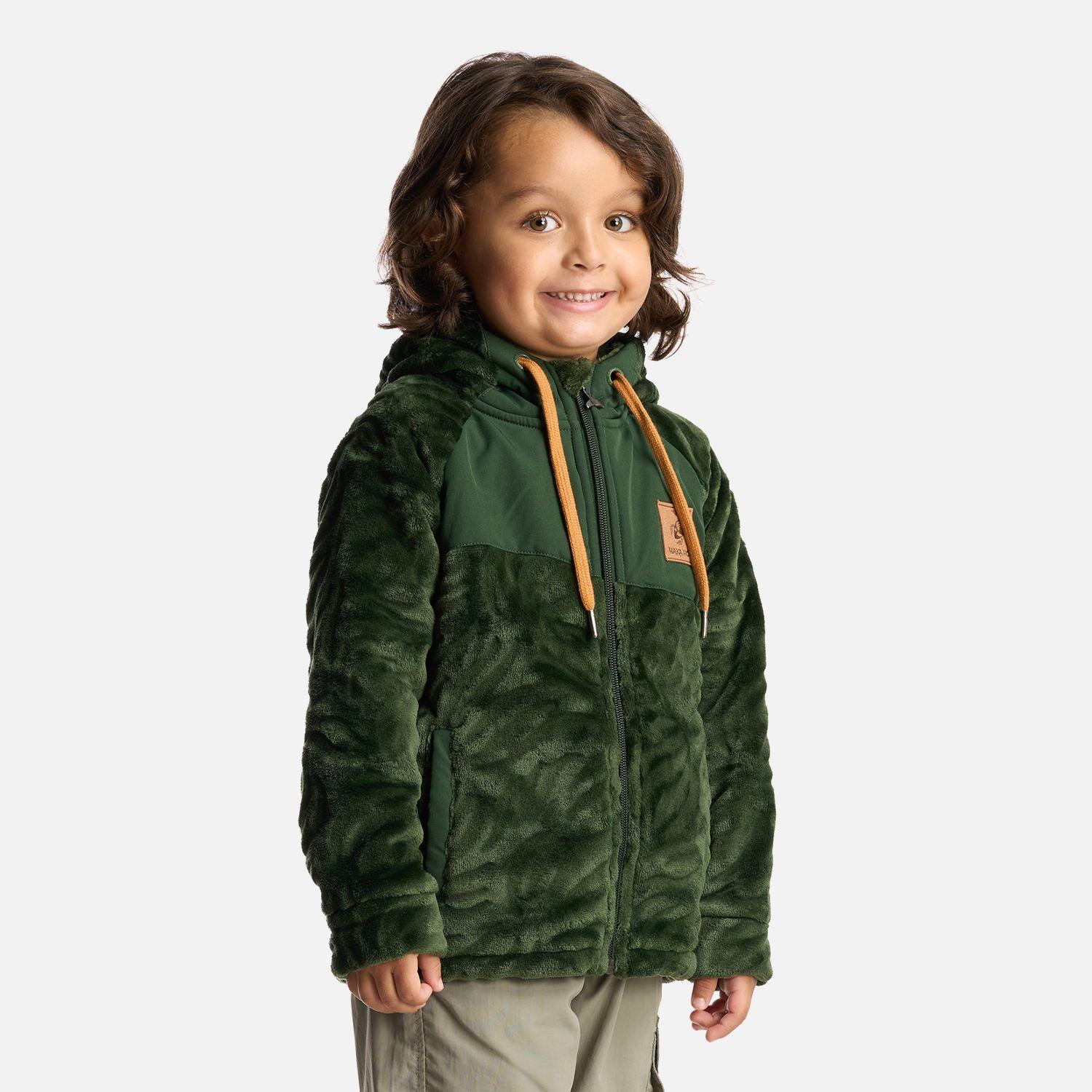 Poleron Niño Mini Polaroid Verde Militar Haka Honu-1