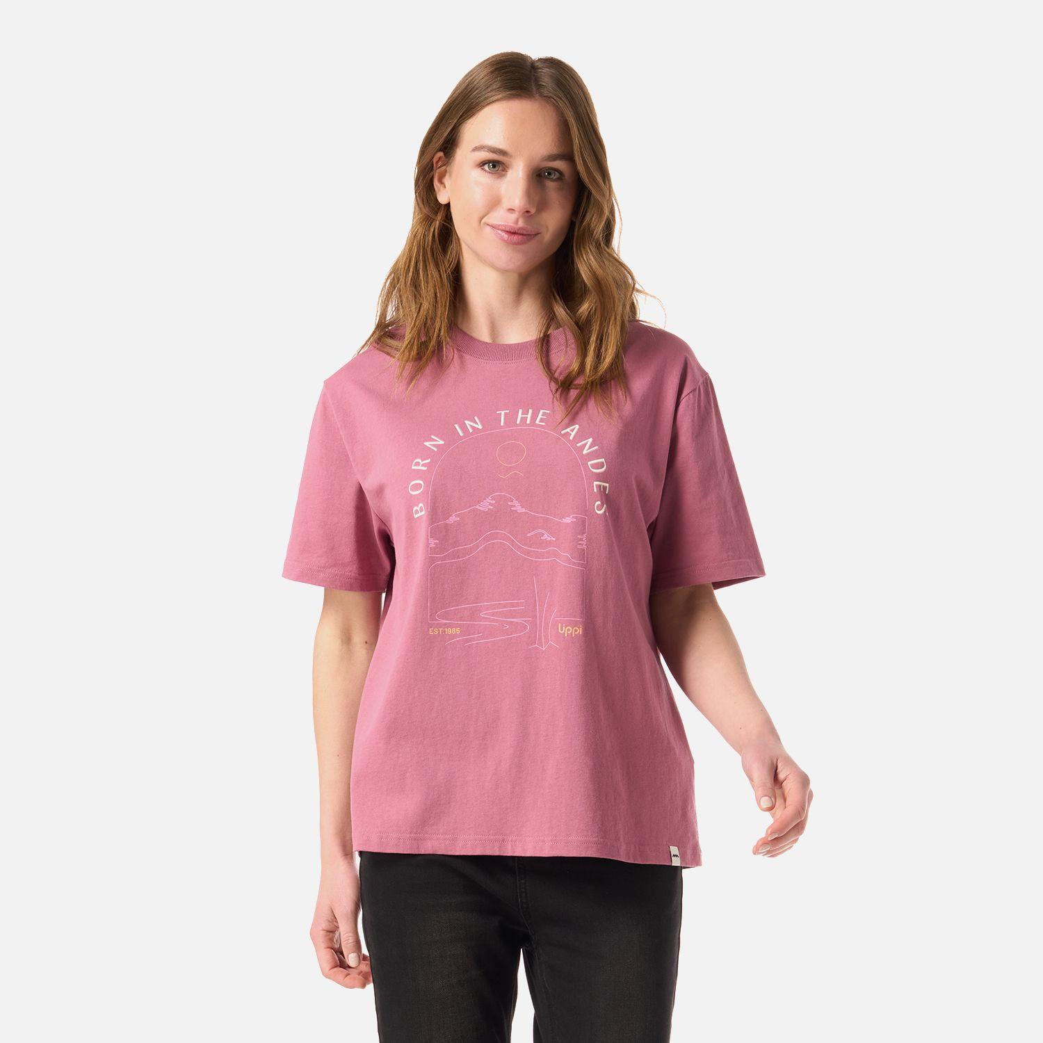 Polera Mujer Logo Lippi T-shirt Rosa Oscuro Lippi V26-0