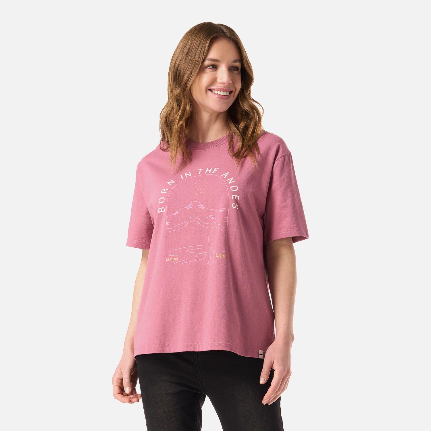 Polera Mujer Logo Lippi T-shirt Rosa Oscuro Lippi V26-1