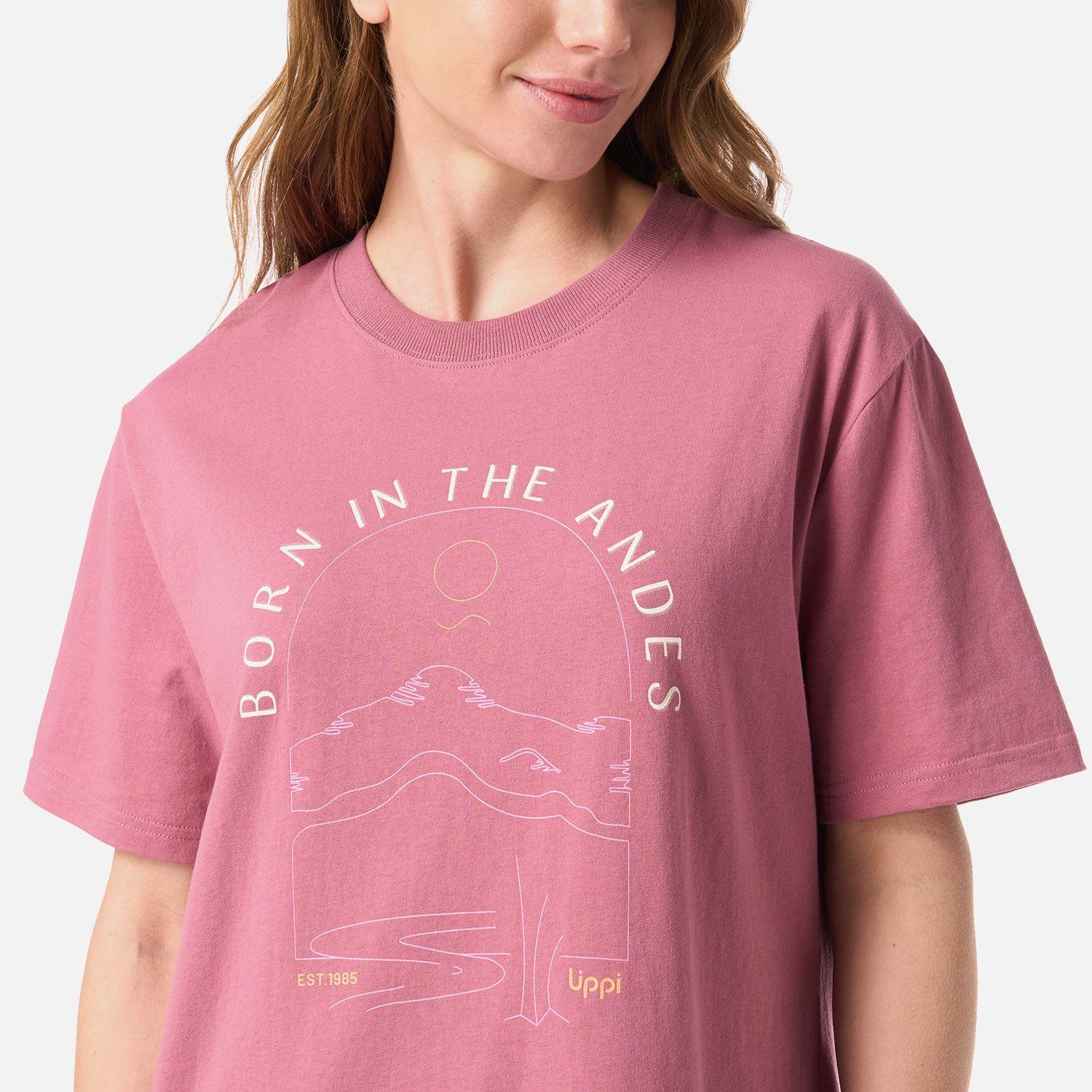 Polera Mujer Logo Lippi T-shirt Rosa Oscuro Lippi V26-3