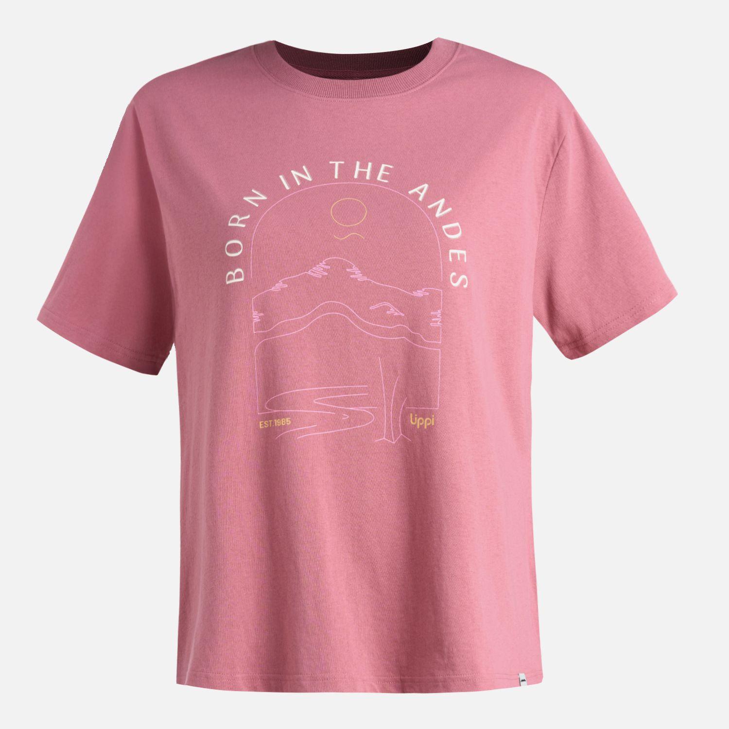 Polera Mujer Logo Lippi T-shirt Rosa Oscuro Lippi V26-5