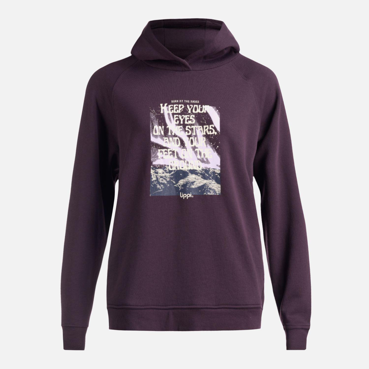 Poleron Mujer Insigne Hoody Sweatshirt Front Print Morado Oscuro Lippi-0