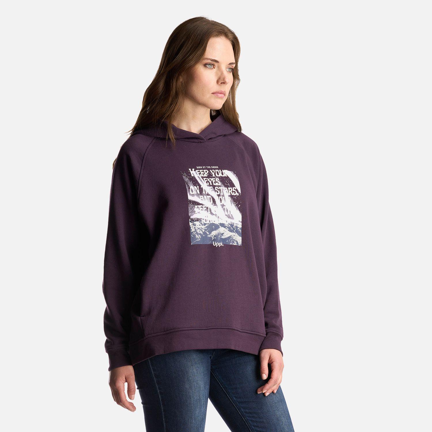 Poleron Mujer Insigne Hoody Sweatshirt Front Print Morado Oscuro Lippi-1