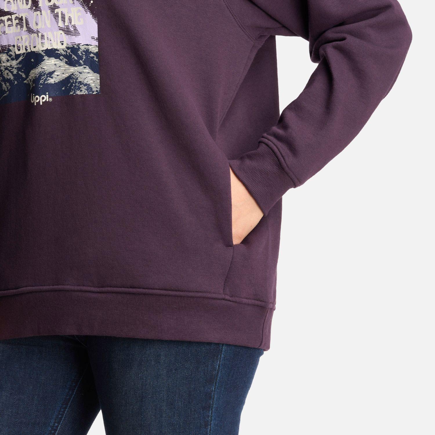 Poleron Mujer Insigne Hoody Sweatshirt Front Print Morado Oscuro Lippi-6